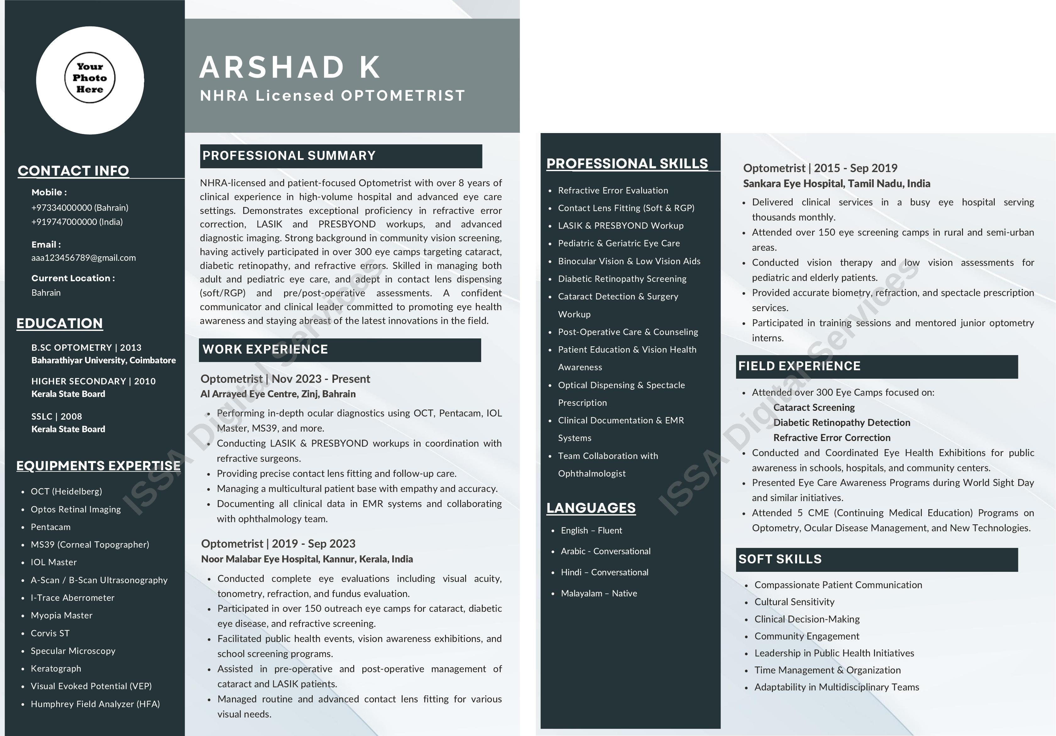 Professional CV Sample Design